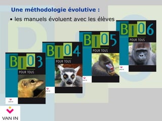 Une méthodologie évolutive :
• les manuels évoluent avec les élèves
 