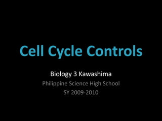 Cell Cycle Controls Biology 3 Kawashima Philippine Science High School SY 2009-2010 