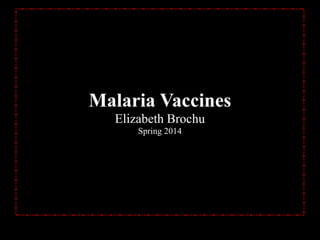 Malaria Vaccines
Elizabeth Brochu
Spring 2014
 