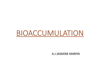 BIOACCUMULATION
A.J JASMINE MARIYA
 