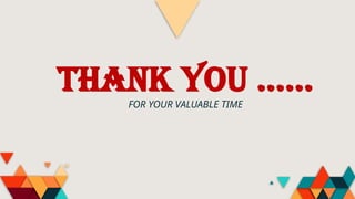 THANK YOU ……
FOR YOUR VALUABLE TIME
 