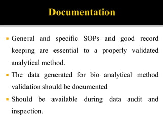 Bioanalytical methods and its validation | PPTX