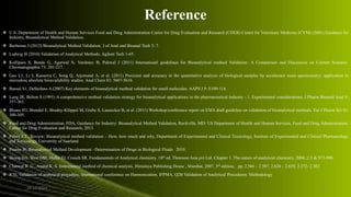 Reference
 U.S. Department of Health and Human Services Food and Drug Administration Center for Drug Evaluation and Research (CDER) Center for Veterinary Medicine (CVM) (2001) Guidance for
Industry, Bioanalytical Method Validation.
 Burhenne J (2012) Bioanalytical Method Validation. J of Anal and Bioanal Tech 3: 7.
 Ludwig H (2010) Validation of Analytical Methods. Agilent Tech 1-65.
 Kollipara S, Bende G, Agarwal N, Varshney B, Paliwal J (2011) Internatioanl guidelines for Bioanalytical method Validation: A Comparison and Discussion on Current Scenario.
Chromatographia 73: 201-217.
 Gao L1, Li J, Kasserra C, Song Q, Arjomand A, et al. (2011) Precision and accuracy in the quantitative analysis of biological samples by accelerator mass spectrometry: application in
microdose absolute bioavailability studies. Anal Chem 83: 5607-5616.
 Bansal S1, DeStefano A (2007) Key elements of bioanalytical method validation for small molecules. AAPS J 9: E109-114.
 Lang JR, Bolton S (1991) A comprehensive method validation strategy for bioanalytical applications in the pharmaceutical industry - 1. Experimental considerations. J Pharm Biomed Anal 9:
357-361.
 Blume H1, Brendel E, Brudny-Klöppel M, Grebe S, Lausecker B, et al. (2011) Workshop/conference report on EMA draft guideline on validation of bioanalytical methods. Eur J Pharm Sci 42:
300-305.
 Food and Drug Administration, FDA, Guidance for Industry: Bioanalytical Method Validation, Rockville, MD: US Department of Health and Human Services, Food and Drug Administration,
Center for Drug Evaluation and Research, 2013.
 Peters F.T., Review: Bioanalytical method validation – How, how much and why, Department of Experimental and Clinical Toxicology, Institute of Experimental and Clinical Pharmacology
and Toxicology, University of Saarland.
 Pranay W, Bioanalytical Method Development –Determination of Drugs in Biological Fluids 2010.
 Skoog DA, West DM, Holler FJ, Crouch SR. Fundamentals of Analytical chemistry. 18th ed. Thomson Asia pvt Ltd. Chapter 1. The nature of analytical chemistry. 2004; 2-5 & 973-996.
 Chatwal R. G., Anand K. S. Instrumental method of chemical analysis, Himalaya Publishing House , Mumbai, 2007, 3rd edition, pp. 2.566 – 2.587, 2.624 – 2.639, 2.272- 2.302.
 ICH, Validation of analytical procedure, International conference on Harmonization, IFPMA, Q2B Validation of Analytical Procedures: Methodology
24-12-2015 19
 
