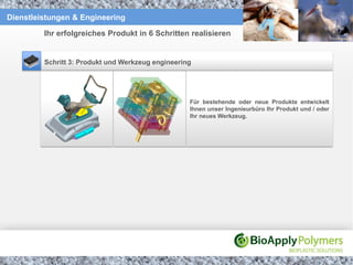Dienstleistungen & Engineering

         Ihr erfolgreiches Produkt in 6 Schritten realisieren


         Schritt 3: Produkt und Werkzeug engineering




                                                   Für bestehende oder neue Produkte entwickelt
                                                   Ihnen unser Ingenieurbüro Ihr Produkt und / oder
                                                   Ihr neues Werkzeug.
 