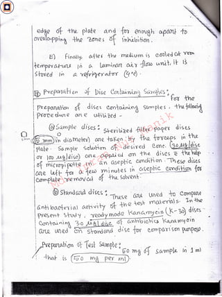 '
·'-
"
'"';; ' '- - ,,..,,. - ~=-~ ~-c- • - - - ---""- .-,,·- "',_._ '" -- ·~ - - t.. -
j,
I
1111
1f
11
Ii
I
!W PY-epariu_~j 6)1 Jf Disc Ce1';h~.i)1'cnc1. <;u_11·>'0es 0
1-----------------.~'__ _!_:1__:_ J foo the
 P"e.pMa:-1&' &- d[<es c..cm1ul"LI"% Socm pe s , +YQ_ -)clIm.iivl,
I p-co-re ckn Q cm c u.t; v_zed _ . <'.l
I
@:Sa.rnpJ-e dt.scs" , ·. d"
O ~
0
o $--en Lt~e d +i--e6 f'C>-'R' 1 s c.s
sM·rA~~}n d 0-hlel-el') one. -hi.Ke" · 0y • +hlL ·-in-~s l~ -t-N.
w- Sa-;.1' pl~ srrkH crn 6f de si--.ed ('.,(me. (J,9ft%_/dise.
I DY l l5D ..ui lcli!,c) on Q_ 0-f>p.t-' Qd cm t-h~ . di sc s e th.e. 'Nl.p
!of rnio-o-pifQH--e Y., a:n asep[-ic__ C({Ydthtrn lYe.se di'"'
iDJ1e. Li__-ft- fG6 0-- ,Yew m i nu' es I;., -~-tt:__c:.~_e..crn_i~ f-0'6
I ~pkte =se TI'IDJ GJ 6f --u_ <;o'-IQT'T - · · .
l . .
! @ St-C)1cl wd d~~~- 0
. , . •
1
1 ° h.e_c.,e 6N. UJ)ed --o CompMQ
G Yh bo..c--n i <ii CU'- ,,;1 It .Gt +n e -tes. rY!O..-nUI S· 1".-M
>'(CSeY>+ S-ud 'f , oeo.dy m.ocQ -<-i:(6Jfj ~ (J,- ~ dI~es ~
! C'.<rn--cU "'°' "'t } ~ 6. 6:·n-i bio-i <:£ <.Mo.. rn'J ci11
i OJLQ_ W) e_d C5Yl S-(}YO(>lld c I ,C -rm: Q.,GTI' ?O.'r  S@ ~po;)O .
I
i
vP'<ep:inoJi (Jn <l~ 1-esJ Sqmpe ~ - • -
;1 _ - _ b O m~ o.f I;cvrnp~ In 1 ml
! ~Mr ts (G'o ma pey mD·
E) FinC. y, o...+e 6 ti.Q tnQ.d..t,um  s Q.oo.ed ok- Y<n5h
~mpQY 0-.{-urjJ. I ii 0-- lo.mi nOTl cJ.,'i j'lOlO u.nl f, i t I 5
~hned I ;. ~ Yefrit:teYovtur c_4 °c) .
14 / 18
Md.
Imran
Nur
Manik
 