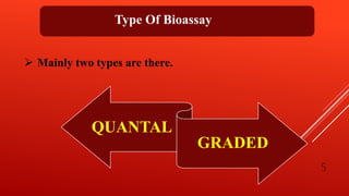 Type Of Bioassay
QUANTAL
GRADED
 Mainly two types are there.
5
 