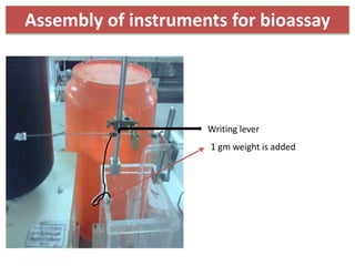 1 gm weight is added
Writing lever
Assembly of instruments for bioassay
 