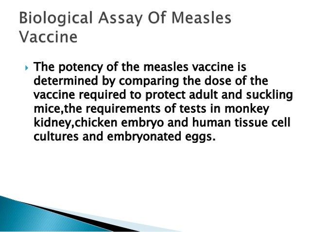 Bioassay of measles vaccine