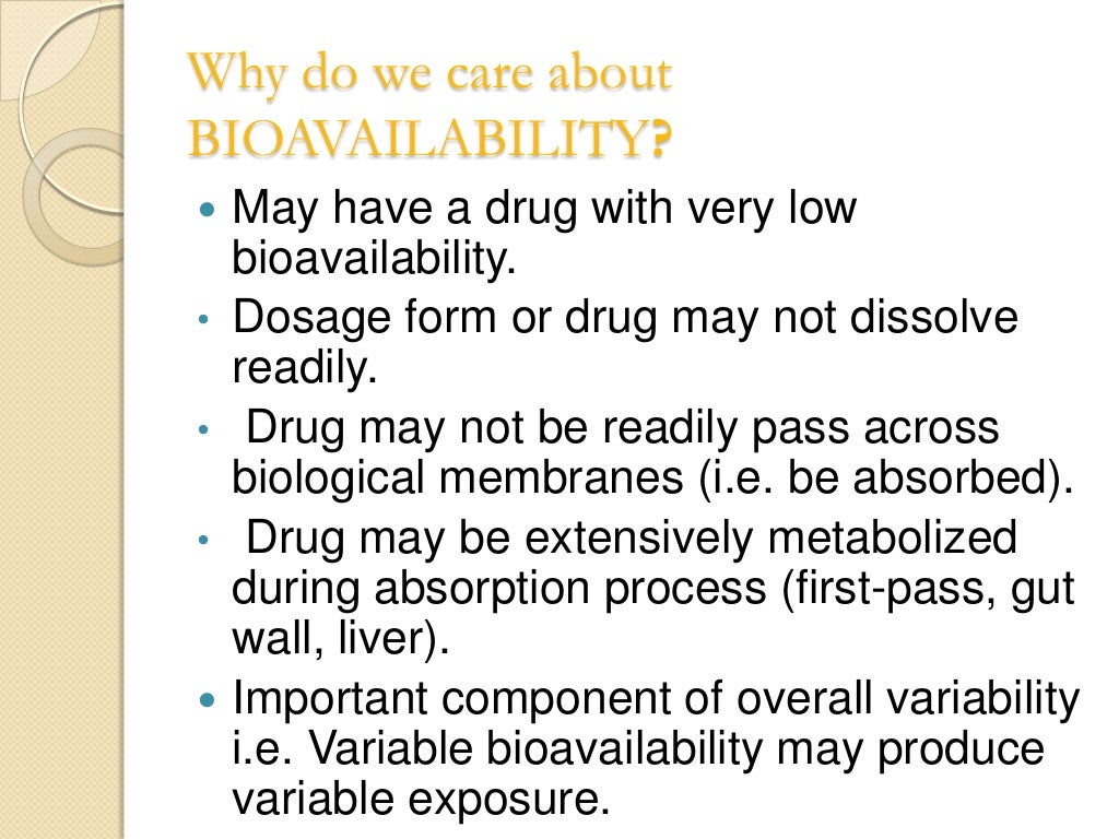 Bioavailability and bioequivalence