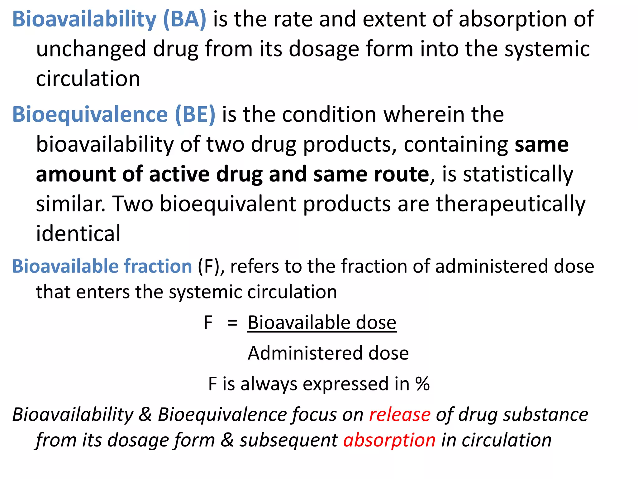 Bioavailability and bioequivalence lecture | PPTX | Pharmaceutical ...