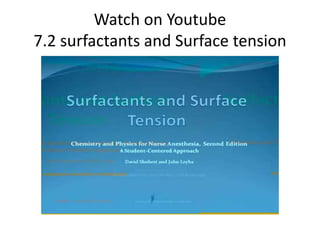 Watch on Youtube
7.2 surfactants and Surface tension
 
