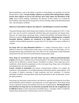 Bioavailability and bioequivalence | PDF