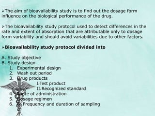 Bioavailability testing protocol | PPTX | Pharmaceutical Industry ...