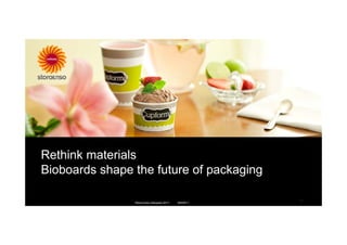 Rethink materials
Bioboards shape the future of packaging

                                                       1
                Stora Enso Interpack 2011   8/8/2011
 