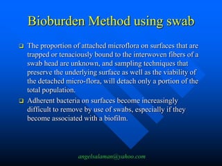 Bioburden Validation Strategy for Cleaning Validation | PPTX