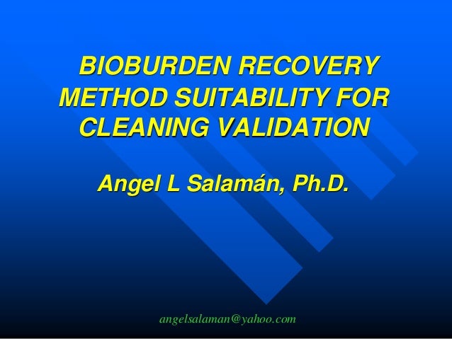 Bioburden Validation Strategy For Cleaning Validation