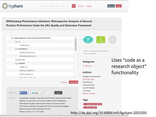 Uses “code as a
research object”
functionality
 