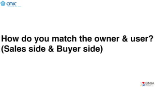(C) BMIA
How do you match the owner & user?
(Sales side & Buyer side)
 
