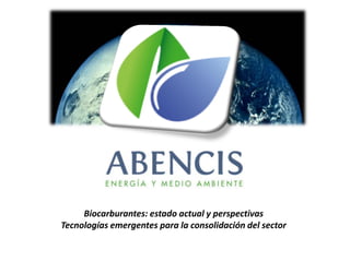Biocarburantes: estado actual y perspectivas
Tecnologías emergentes para la consolidación del sector
 