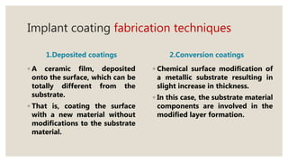 Bioceramic dental implant coatings :Techniques of fabrication 