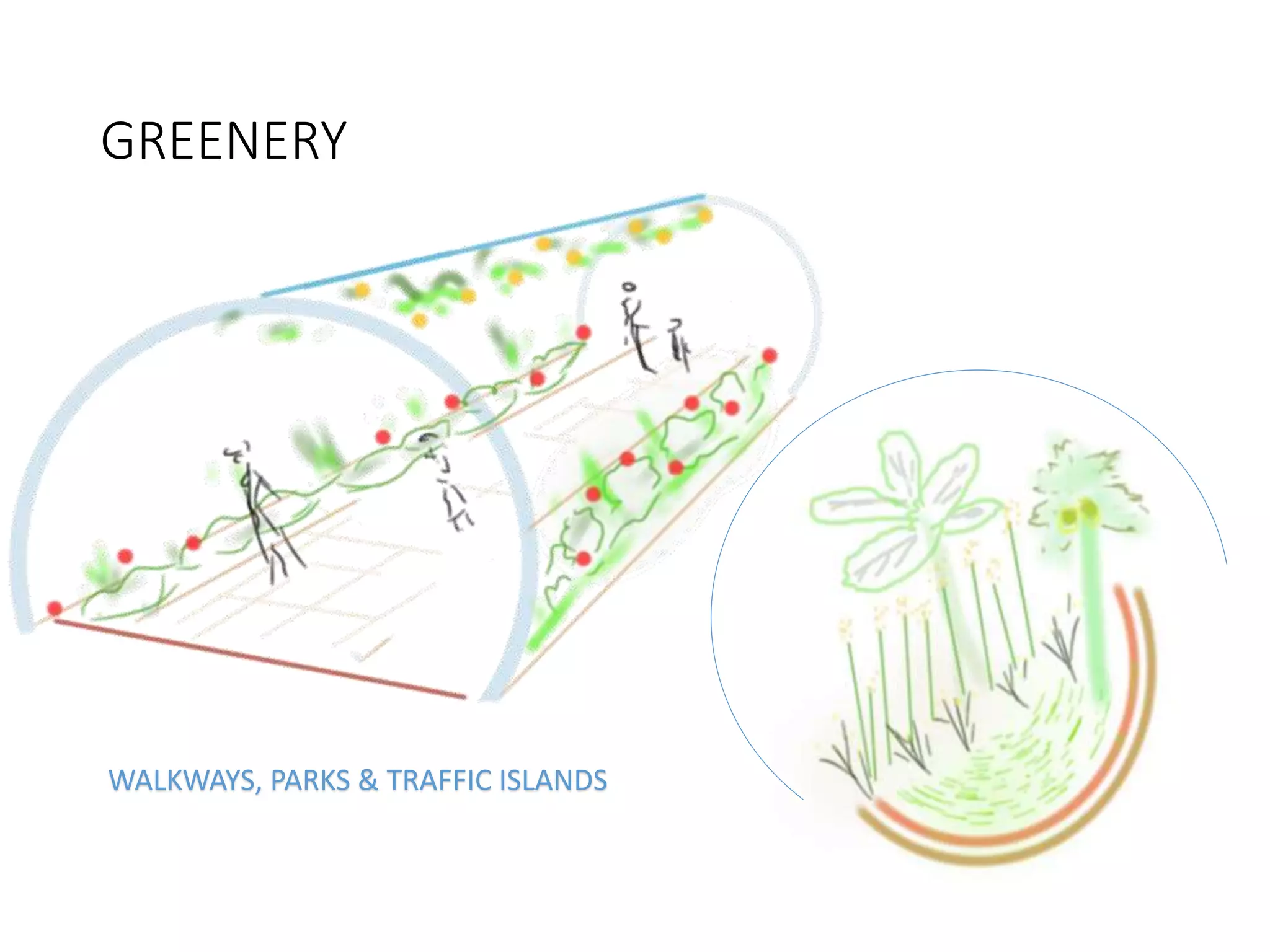 GREENERY
WALKWAYS, PARKS & TRAFFIC ISLANDS
 