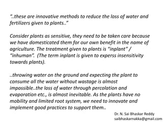 Biochar Conserving Water for Plants | PPTX