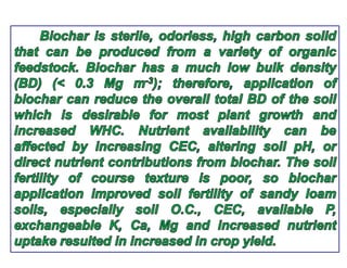 Biochar preparation and effect of biochars on corn growth, yield ...