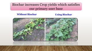 Without Biochar Using Biochar
Biochar increases Crop yields which satisfies
our primary user base