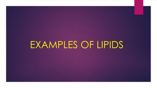 Design Lipids Examples Biochemistry presentation of Lipid's definition and examples | PPTX