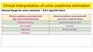 Biochemical kidney function tests with their clinical applications