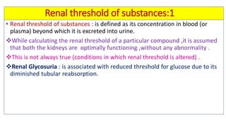 Biochemical kidney function tests with their clinical applications