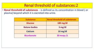 Biochemical kidney function tests with their clinical applications