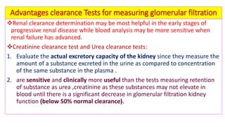 Biochemical kidney function tests with their clinical applications