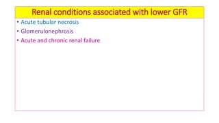 Biochemical kidney function tests with their clinical applications
