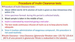Biochemical kidney function tests with their clinical applications