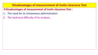 Biochemical kidney function tests with their clinical applications