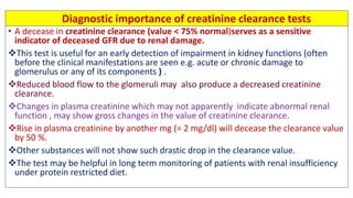 Biochemical kidney function tests with their clinical applications