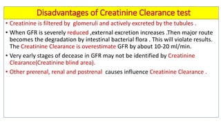 Biochemical kidney function tests with their clinical applications