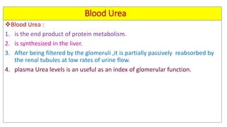 Biochemical kidney function tests with their clinical applications