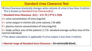 Biochemical kidney function tests with their clinical applications