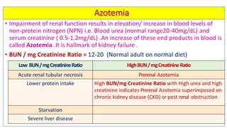 Biochemical kidney function tests with their clinical applications