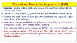Biochemical kidney function tests with their clinical applications