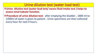 Biochemical kidney function tests with their clinical applications