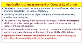 Biochemical kidney function tests with their clinical applications