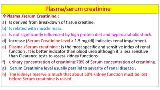 Biochemical kidney function tests with their clinical applications