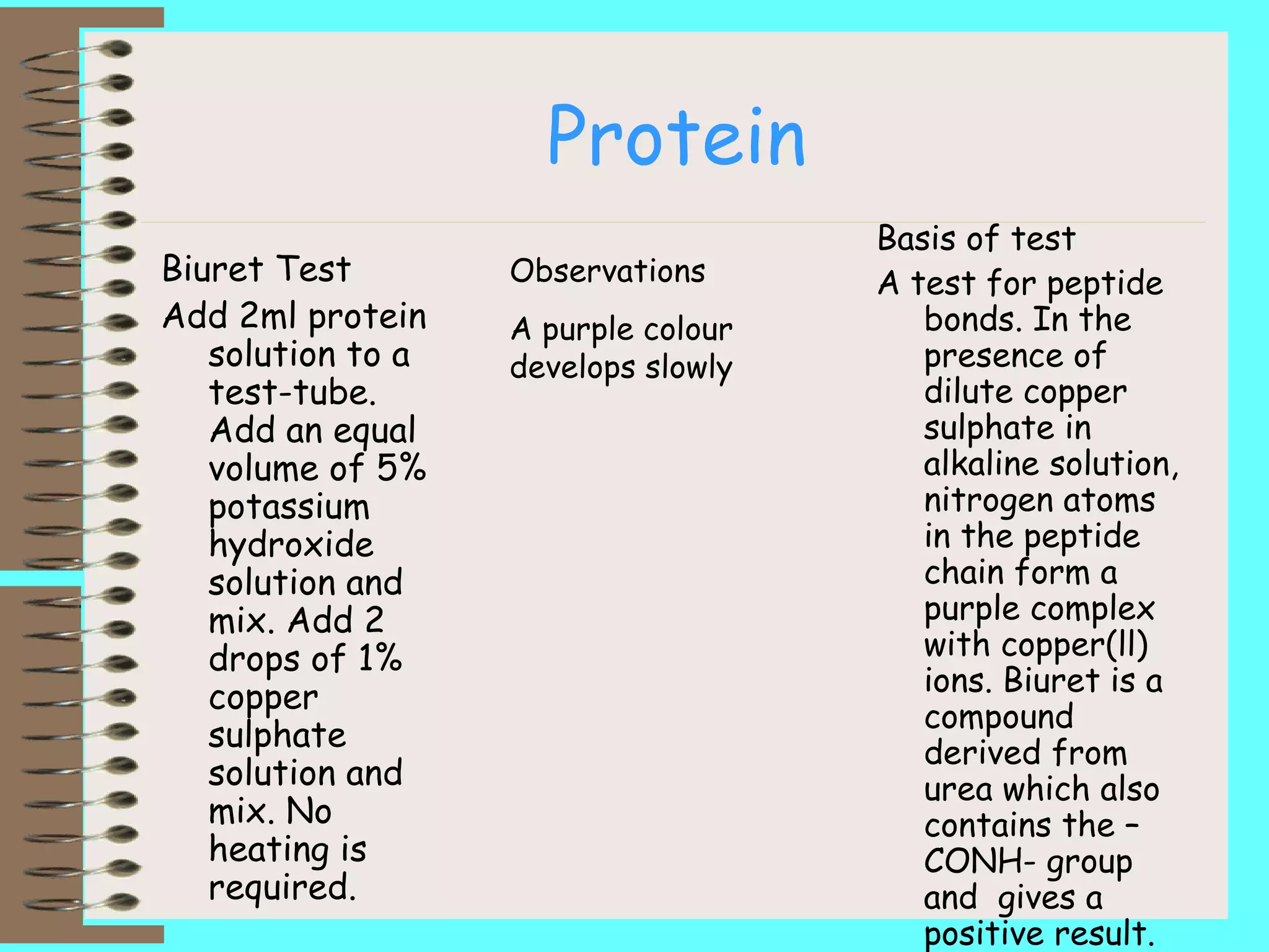 Protein Testing Biochemical tests presentation | PPT