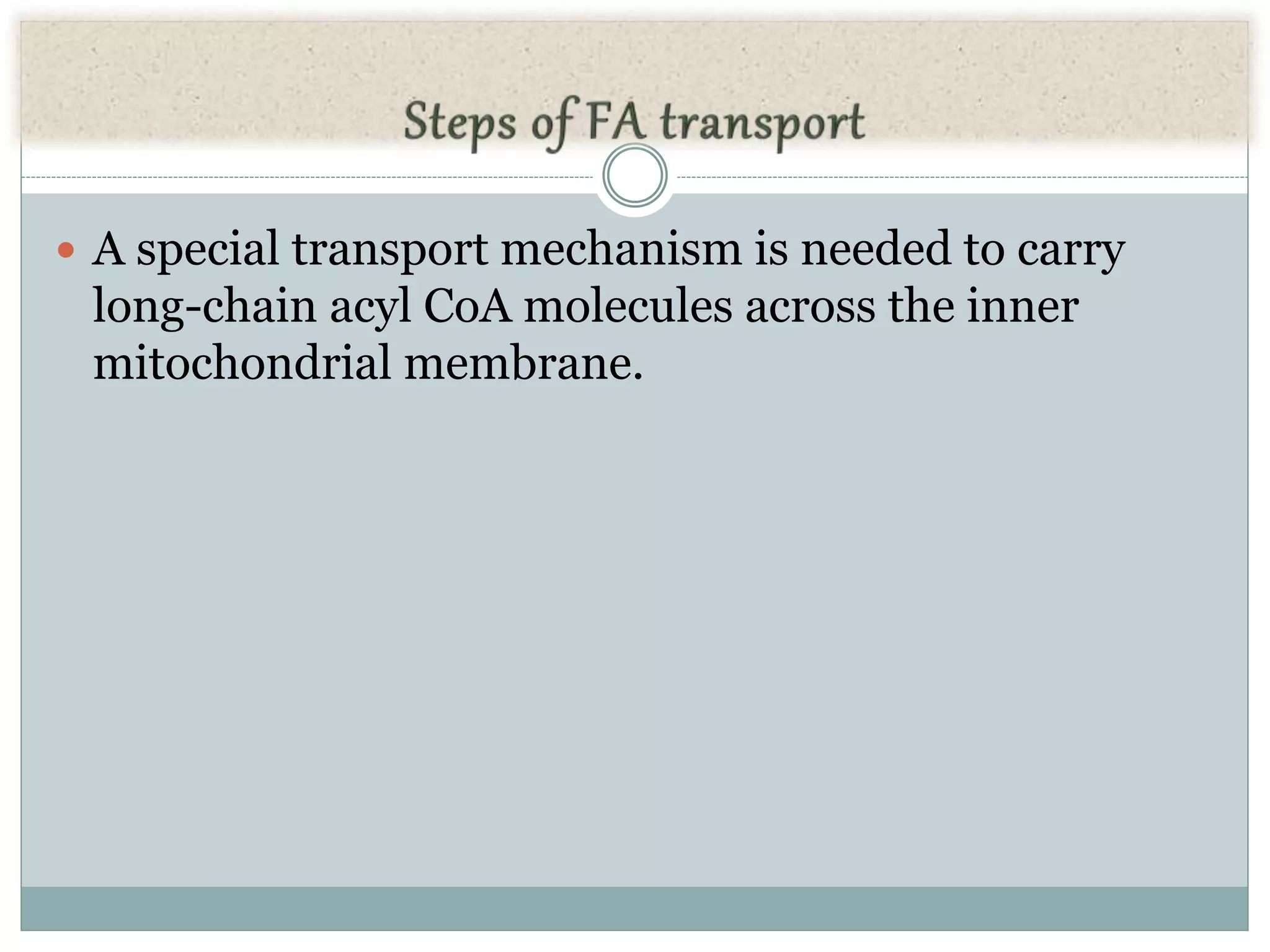 fatty acid activation and transport | PPTX