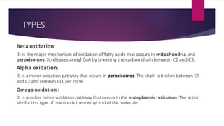 Biosynthesis of fatty acids and beta oxidation | PPTX