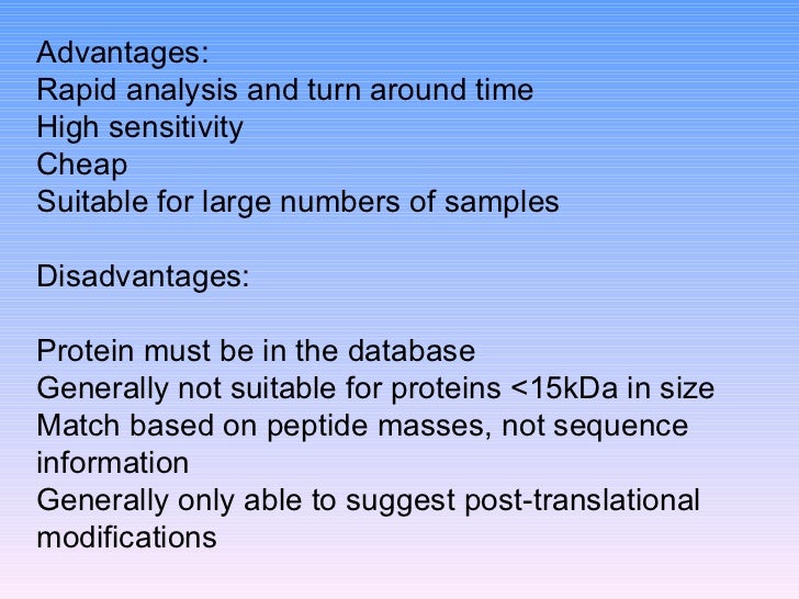 maldi tof advantages and disadvantages Start studying pros and cons learn vocabulary, terms, and more with flashcards, games, and other study tools maldi-tof pro -large m/z range disadvantages . maldi tof advantages and disadvantages Start studying pros and cons learn vocabulary, terms, and more with flashcards, games, and other study tools maldi-tof pro -large m/z range disadvantages .