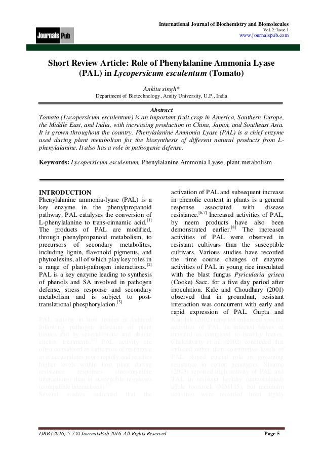International Journal of Biochemistry and Biomolecules vol 2 issue 1